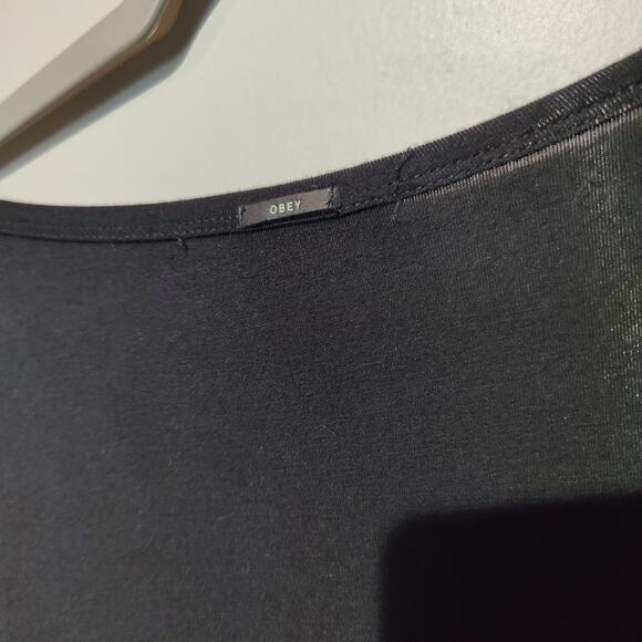 Obey Womens Sz M Black Mazzy Dress Embroidered Keyhole Flare Sleeves Witchy Goth - Picture 6 of 8